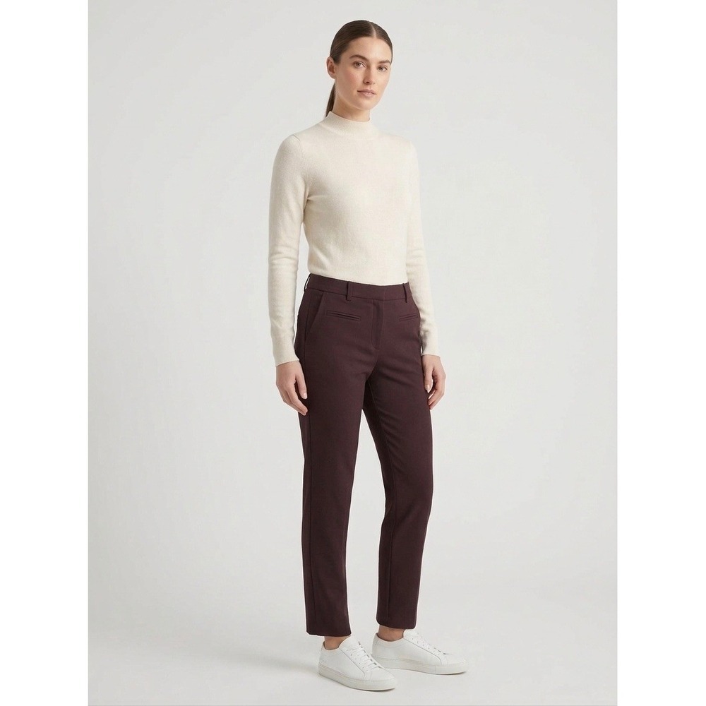 Quince Ultra-Stretch 24/7 Ponte Straight Leg Pants Burgundy Wine XL High Rise